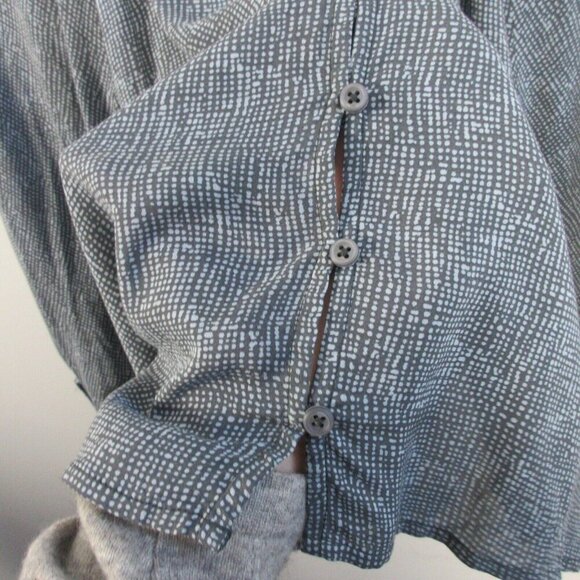 Rag Poets Blouse Women S Gray Bohemian Pleated Button Front Dotted Casual 96 - Picture 5 of 10